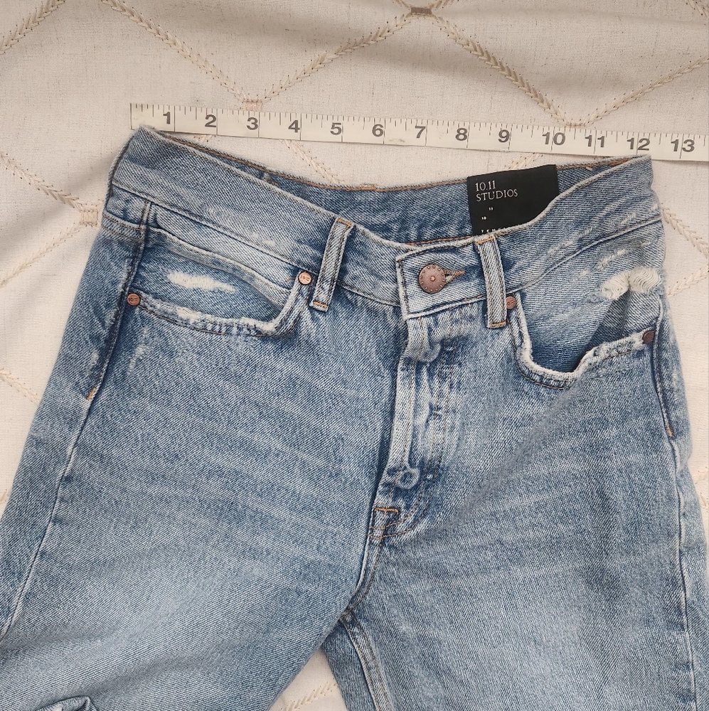 10.11 Studios Button Fly Distressed Jeans 24 Light Blue Straight Leg‎ - Picture 13 of 15